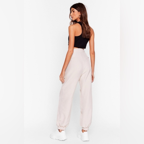 Nasty Gal Tailor It How It Is High-Waisted Pants in Beige – Size 10 - Picture 3 of 3